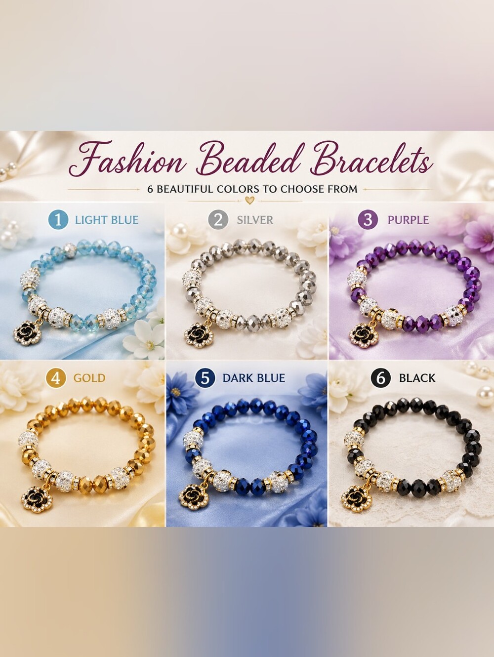 ✨ Fashion Beaded Bracelet – 6 Colors to Choose From ✨